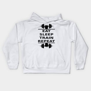 Eat, Sleep, Train, Repeat (black) Kids Hoodie